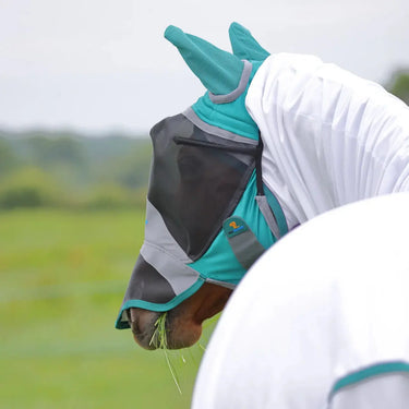 Buy Shires Green FlyGuard Pro Deluxe Fly Mask With Ears & Nose | Online for Equine