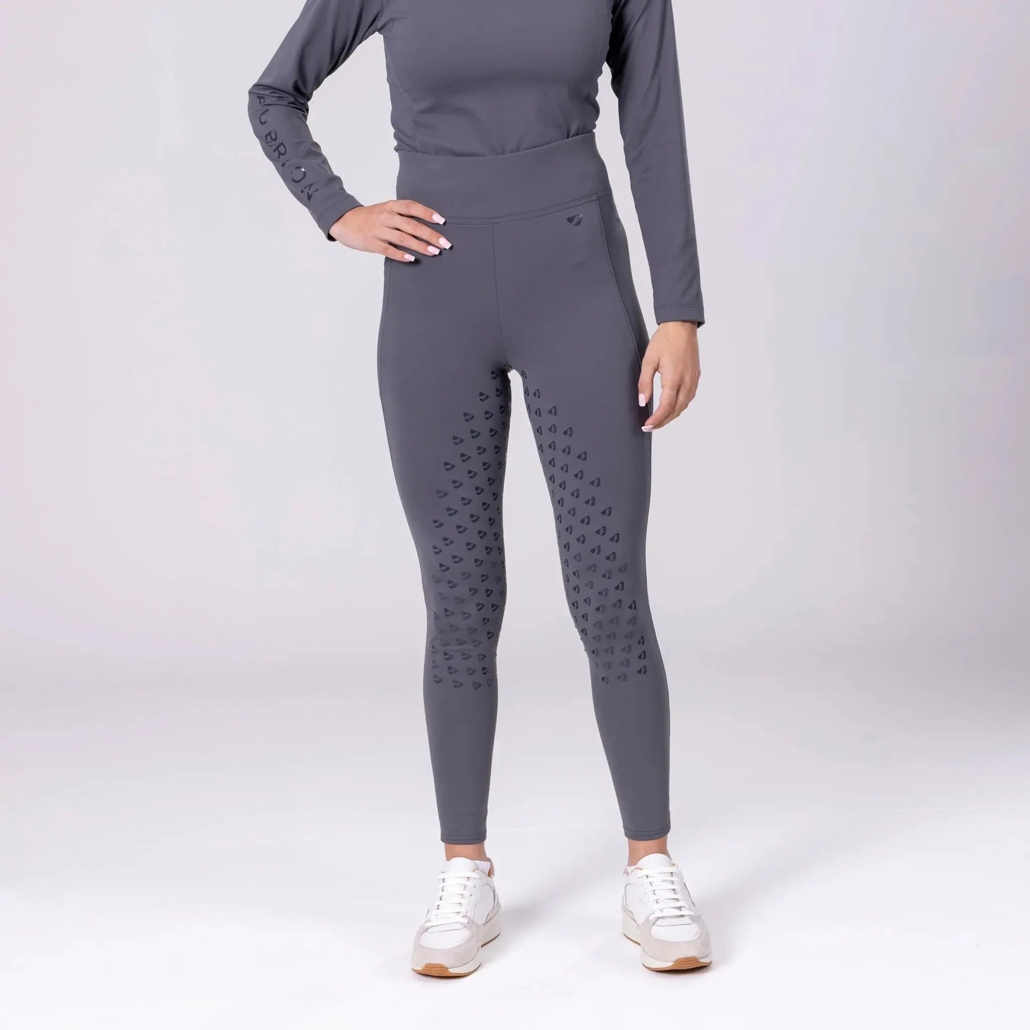 Pantaloni Da Equitazione Donna Aubrion Eltar | Nero, Taglia S | Nylon E Spandex, Traspiranti Con Fondo In Silicone