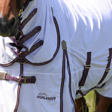 Shires Highlander Plus White / Black Cherry Sun Shade Fly Combo Rug| Online For Equine