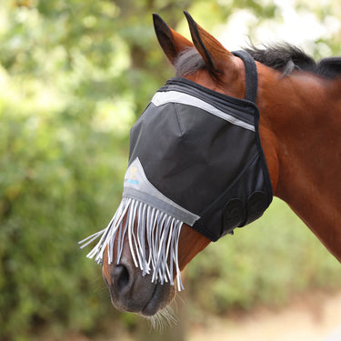 Shires Jet FlyGuard Pro Fine Mesh Earless Fly Mask with Nose Fringe| Online For Equine