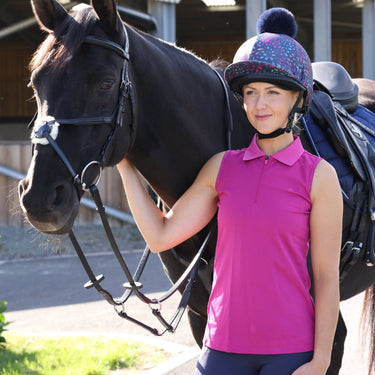 Shires Ladies Fuchsia Aubrion React Sleeveless Tech Polo| Online For Equine