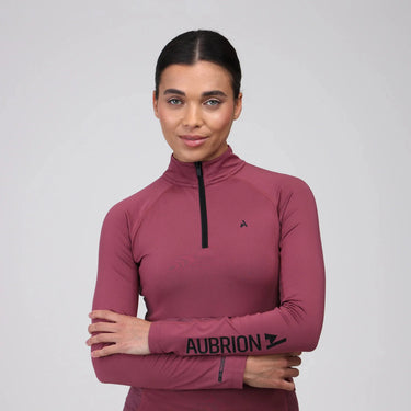 Shires Mauve Aubrion React Ladies Long Sleeve Base Layer - X Small (UK 8)| Online For Equine