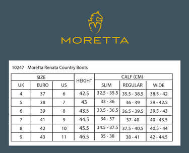 Buy Shires Moretta Renata Country Boots Size Guide | Online for Equine