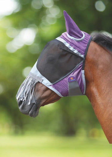Buy Shires Purple Deluxe Fly Mask with Ears & Nose Fringe| Online for Equine