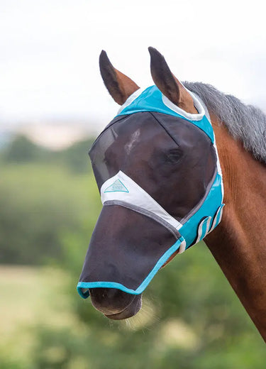 Buy Shires Teal Fine Mesh Fly Mask with Ear Holes & Nose| Online for Equine