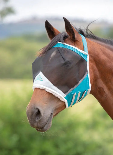 Buy Shires Teal Fly Guard Pro Fine Mesh Earless Fly Mask| Online for Equine