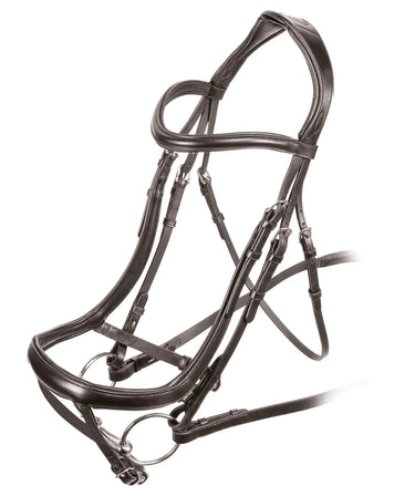Shires Velociti RAPIDA Ergonomic Curved Havana Flash Bridle| Online For Equine
