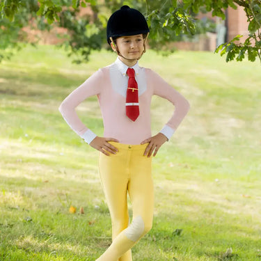 Supreme Products Long Sleeve Champion Junior Show Rider Competition Shirt with Zip Pink/ White| Online For Equine