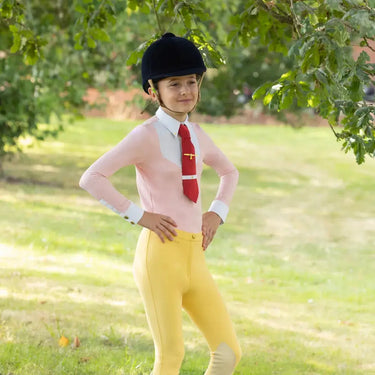 Supreme Products Long Sleeve Champion Junior Show Rider Competition Shirt with Zip Pink/ White| Online For Equine