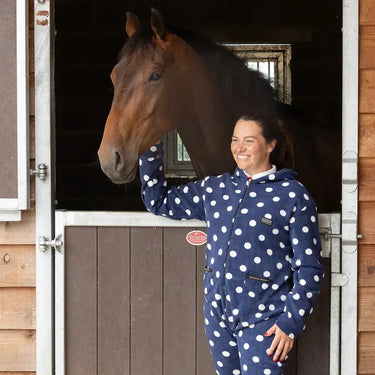 Supreme Products Noble Navy Adults Dotty Fleece Onesie| Online For Equine