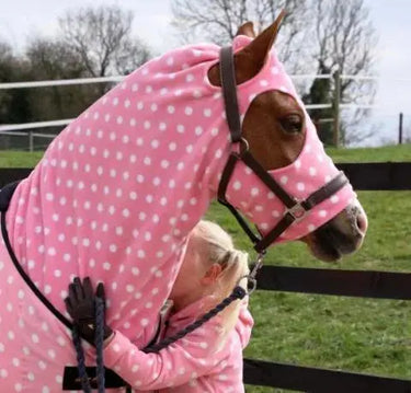 Supreme Products Pretty Pink Dotty Fleece Hood - 17.2hh| Online For Equine