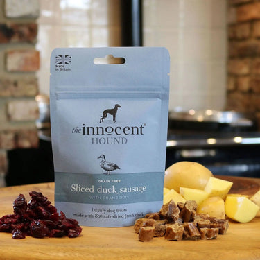Buy The Innocent Hound Sliced Duck Sausage With Cranberry Treats | Online for Equine