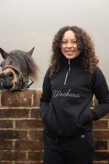 Buy Mochara Half Zip Sweatshirt in Jet Black Luxe Edition | Online for Equine