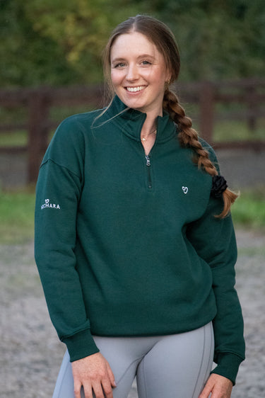 Buy Mochara Half Zip Sweatshirt in Forest Green | Online for Equine