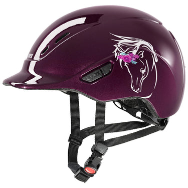 Buy Uvex Kidoxx Dekor Shiny Burgundy Flower Junior Riding Hat| Online for Equine