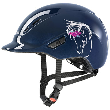 Buy Uvex Kidoxx Dekor Shiny Navy Flower Junior Riding Hat| Online for Equine