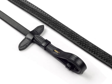 Buy Whitaker Lynton 5/8" Rubber Reins With Dimpled Grip Black| Online for Equine