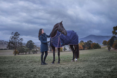 Weatherbeeta Comfitec Essential Turnout 220G Navy/ Burgundy