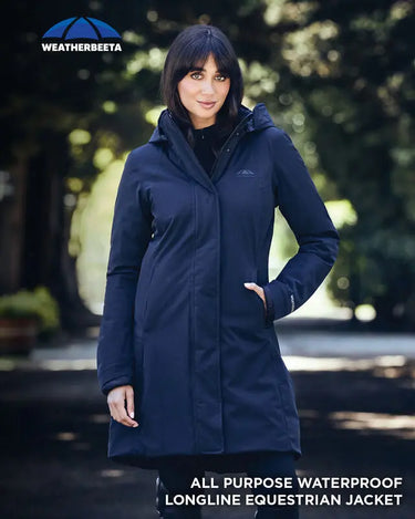 Buy Weatherbeeta All Purpose Waterproof Longline Equestrian Jacket Navy | Online for Equine