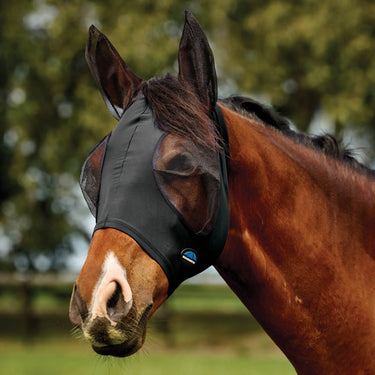 Weatherbeeta Black/Black Comfitec Deluxe Stretch Fly Mask With Ears| Online For Equine