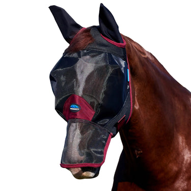 Weatherbeeta Black/Burgundy Comfitec Fine Mesh Fly Mask With Ears & Nose| Online For Equine