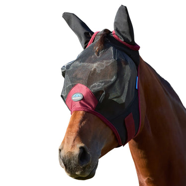 Weatherbeeta Black/Burgundy Comfitec Fine Mesh Fly Mask With Ears| Online For Equine