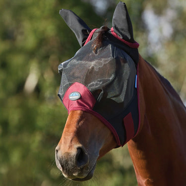 Weatherbeeta Black/Burgundy Comfitec Fine Mesh Fly Mask With Ears| Online For Equine
