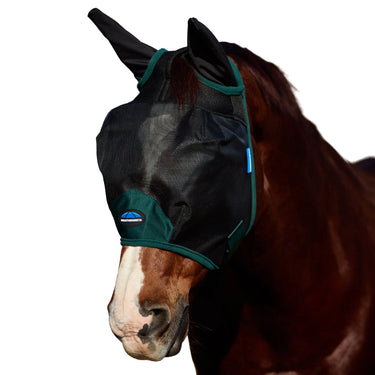 Weatherbeeta Black/Forest Green Comfitec Durable Mesh Fly Mask With Ears| Online For Equine