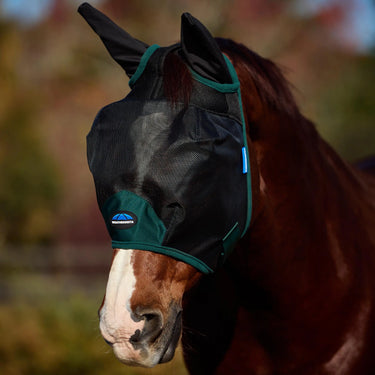 Weatherbeeta Black/Forest Green Comfitec Durable Mesh Fly Mask With Ears| Online For Equine