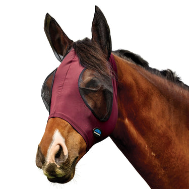 Weatherbeeta Burgundy/Black Comfitec Deluxe Stretch Fly Mask With Ears| Online For Equine