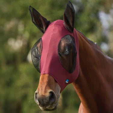 Weatherbeeta Burgundy/Black Comfitec Stretch Fly Mask With Ears| Online For Equine