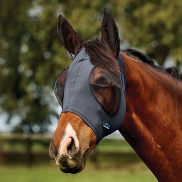 Weatherbeeta Charcoal/Black Comfitec Deluxe Stretch Fly Mask With Ears| Online For Equine