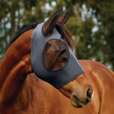 Weatherbeeta Charcoal/Black Comfitec Deluxe Stretch Fly Mask With Ears| Online For Equine