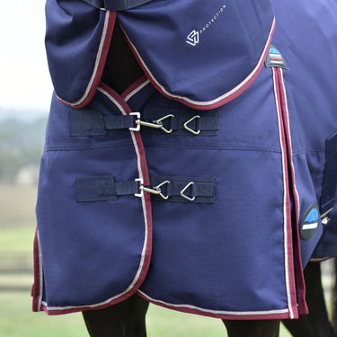 Weatherbeeta Comfitec Essential Turnout Detach-A-Neck 220G Navy/ Burgundy| Online For Equine