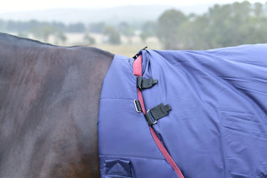Weatherbeeta Comfitec Essential Turnout Detach-A-Neck 220G Navy/ Burgundy| Online For Equine
