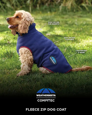 Buy Weatherbeeta Comfitec Fleece Zip Dog Coat Navy/Burgundy | Online for Equine