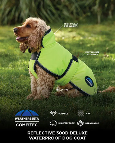 Buy Weatherbeeta Comfitec Reflective 300D Deluxe Showerproof Dog Coat Yellow | Online for Equine