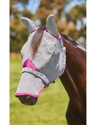 Weatherbeeta Grey/Purple Comfitec Deluxe Durable Mesh Fly Mask With Ears & Nose| Online For Equine