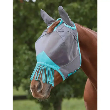 Weatherbeeta Grey/Turquoise Comfitec Deluxe Fine Mesh Fly Mask With Ears & Tassels| Online For Equine