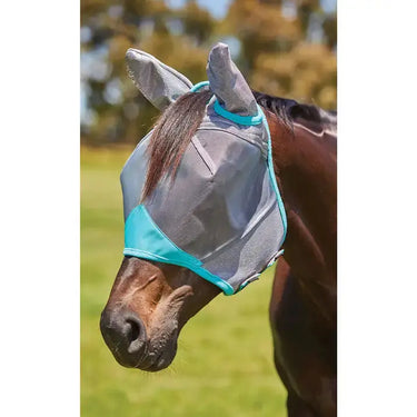Weatherbeeta Grey/Turquoise Comfitec Deluxe Fine Mesh Fly Mask With Ears| Online For Equine
