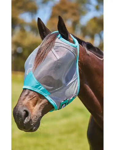 Weatherbeeta Grey/Turquoise Comfitec Deluxe Fine Mesh Fly Mask| Online For Equine