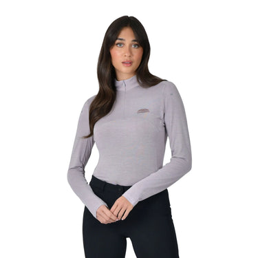 Weatherbeeta Ladies 37.5 Mauve Wine Marle Lightweight Performance Long Sleeve 1/4 Zip Top| Online For Equine