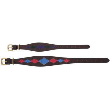 Weatherbeeta Lurcher Polo Leather Dog Collar Beaufort Brown/Pink/Blue| Online For Equine
