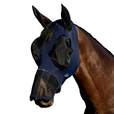 Weatherbeeta Navy/Black Comfitec Luxe Stretch Fly  Mask With Ears & Nose| Online For Equine
