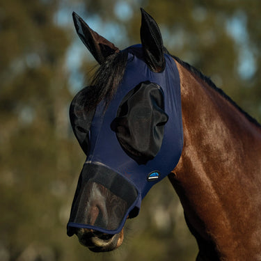 Weatherbeeta Navy/Black Comfitec Luxe Stretch Fly  Mask With Ears & Nose| Online For Equine