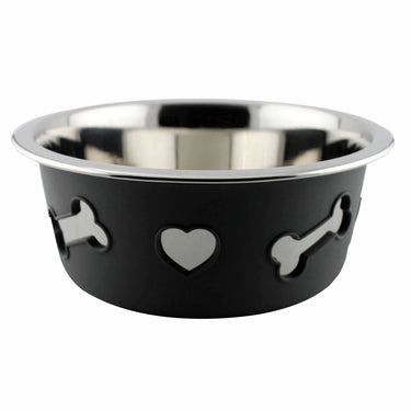 Weatherbeeta Non-Slip Stainless Steel Silicone Bone Dark Grey Dog Bowl