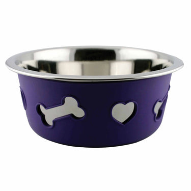 Buy Weatherbeeta Non-Slip Stainless Steel Silicone Bone Dark Purple Dog Bowl | Online for Equine