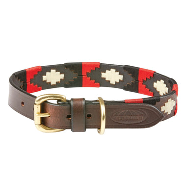 Buy Weatherbeeta Polo Leather Cowdray Brown/Black/Red/White Dog Collar | Online for Equine