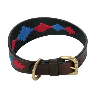 Buy Weatherbeeta Polo Leather Cowdray Brown/Blue/Blue Dog Collar | Online for Equine