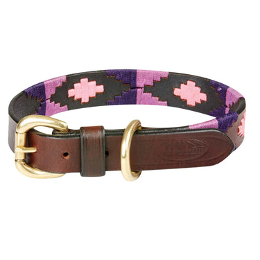 Buy Weatherbeeta Polo Leather Cowdray Brown/Purple/Purple Dog Collar | Online for Equine